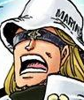 Post-timeskip Helmeppo has been promoted once again. The promotion comes with the iconic white Marine jacket which he wears over more or less the same outfit as before. But he also gained a cute little hat. I love his hat.